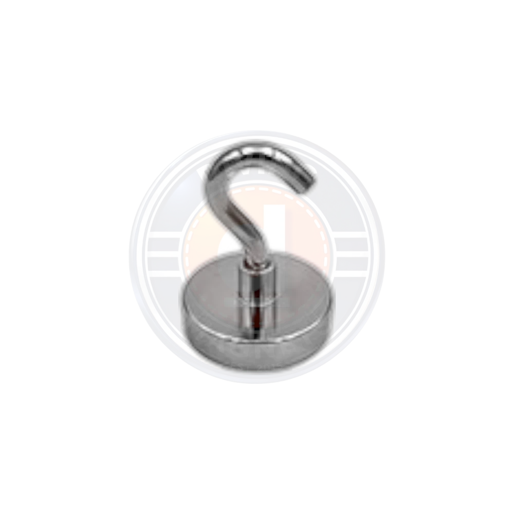 48mm neodymium magnetic hook used for holding tools, cables, and equipment in industrial and workshop environments